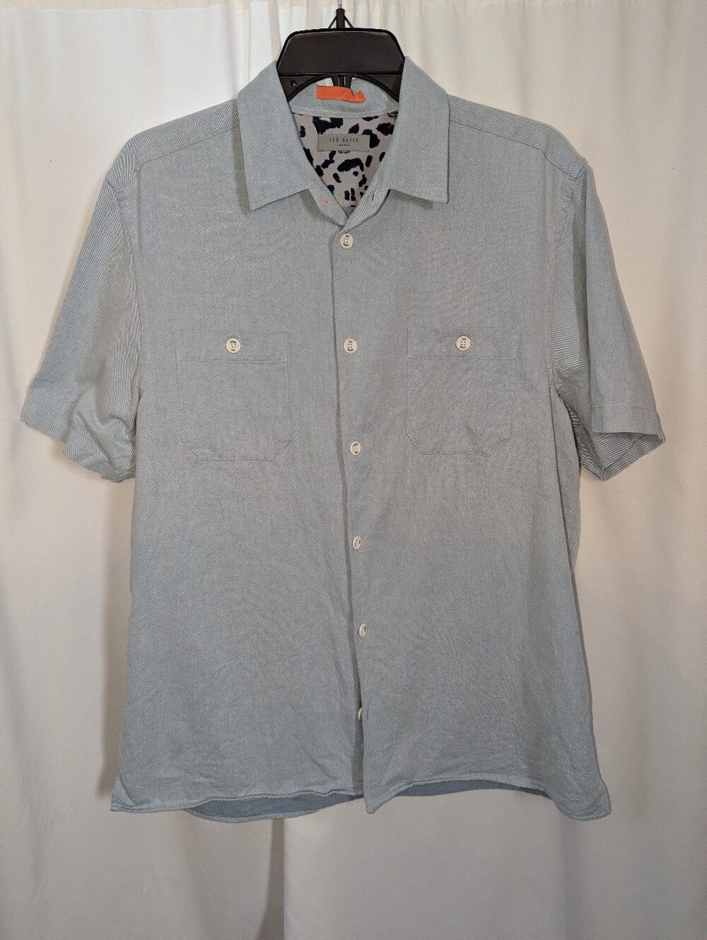 Ted Baker London Light Blue Short Sleeve Button Up Shirt Dual Pocket